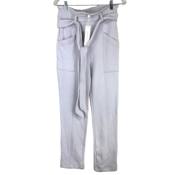 Jonathan Simkhai NWT Stevie Paperbag Sweatpants Purple Size S Belted 100% Cotton - Picture 2 of 10